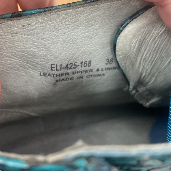 Alegria Wedge Boots Eliza Teal Tooled Ankle Leather Boots - Picture 9 of 11